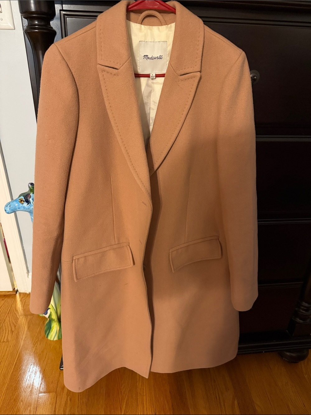 Madewell Camel/Tan Single-Breasted Wool-Blend Trench Coat